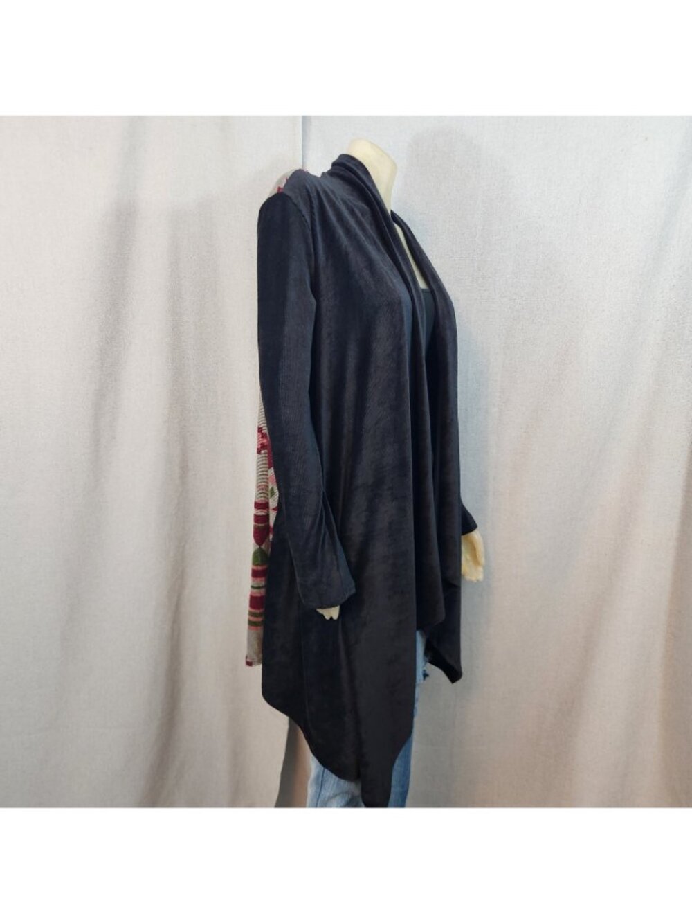 Southwestern Style & Black Long Sleeve Open Sweater Duster Jacket MEDIUM LARGE - Picture 5 of 8
